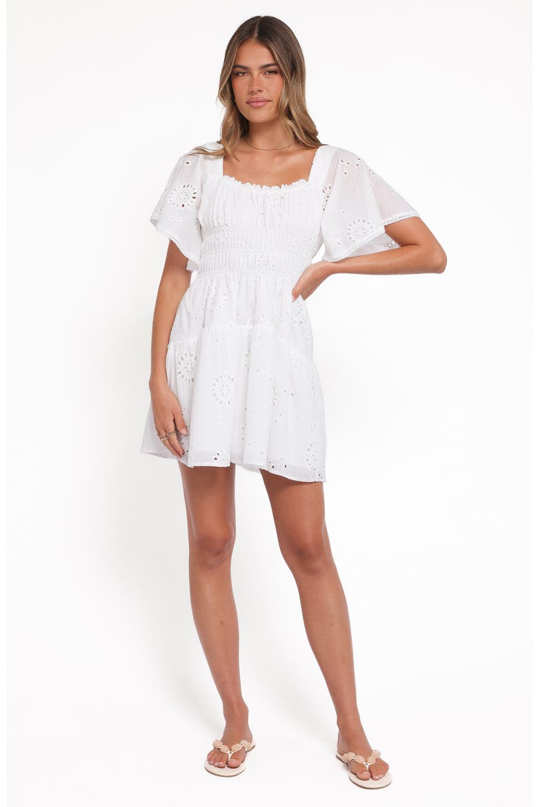 Tierney Eyelet Cotton Minidress, Alternate, color, WHITE