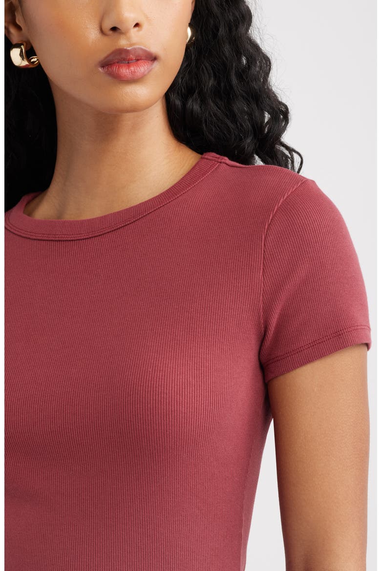Rib Short Sleeve Shirt, Alternate, color, RED RUBY