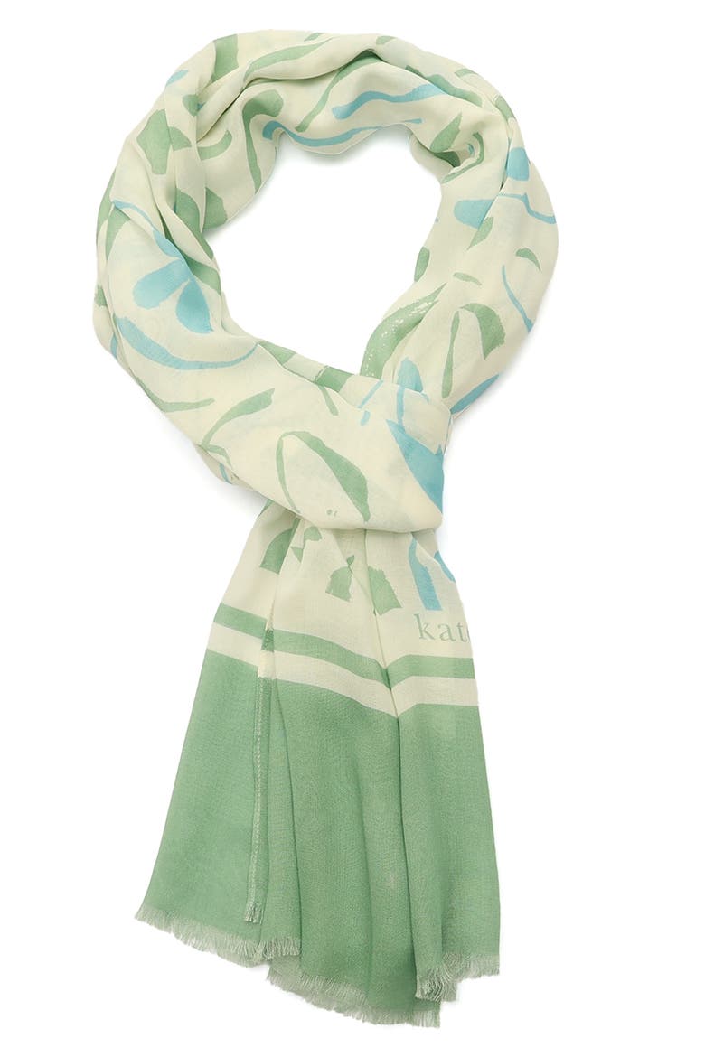 painters garden oblong scarf, Alternate, color, GREEN MULTI