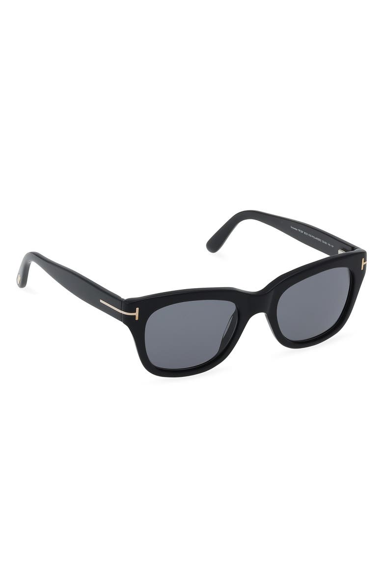 TOM FORD Snowdon 52mm Square Sunglasses, Alternate, color, Black / T Logo / Smoke