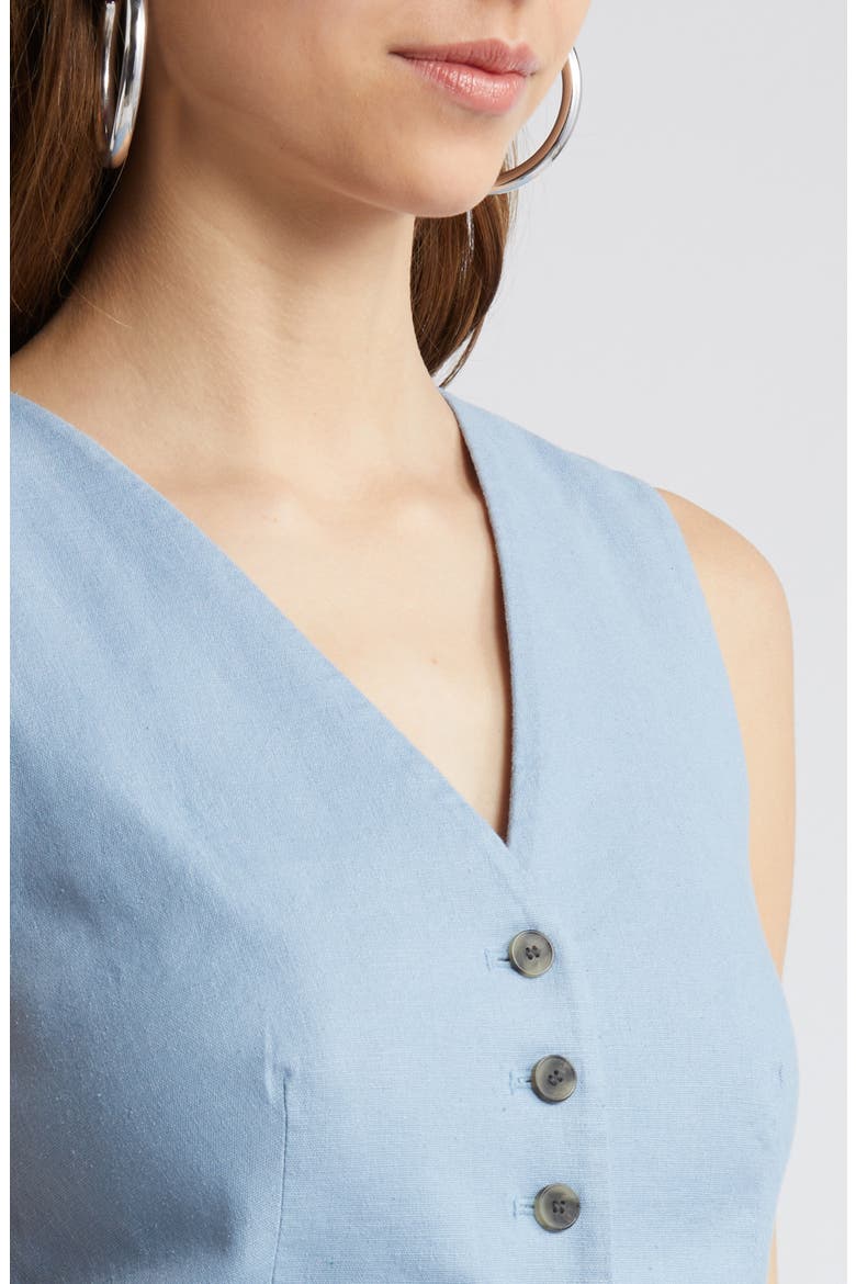 Linen Blend Vest, Alternate, color, BLUE CHAMBRAY