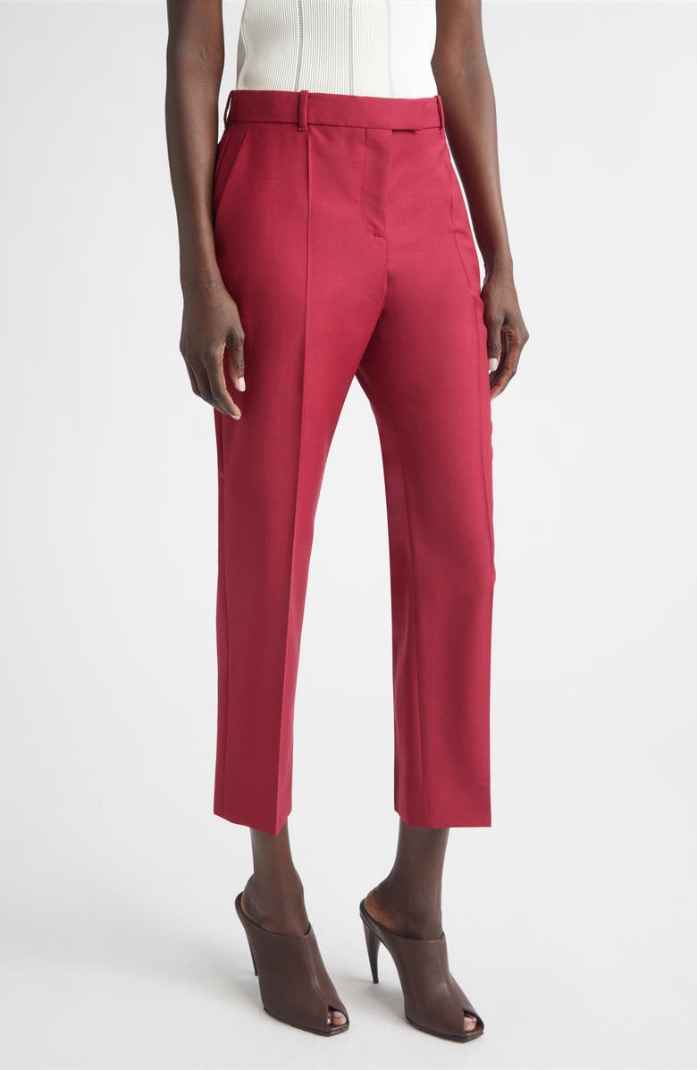 McQueen Wool & Mohair Narrow Bootcut Trousers, Main, color, Raspberry