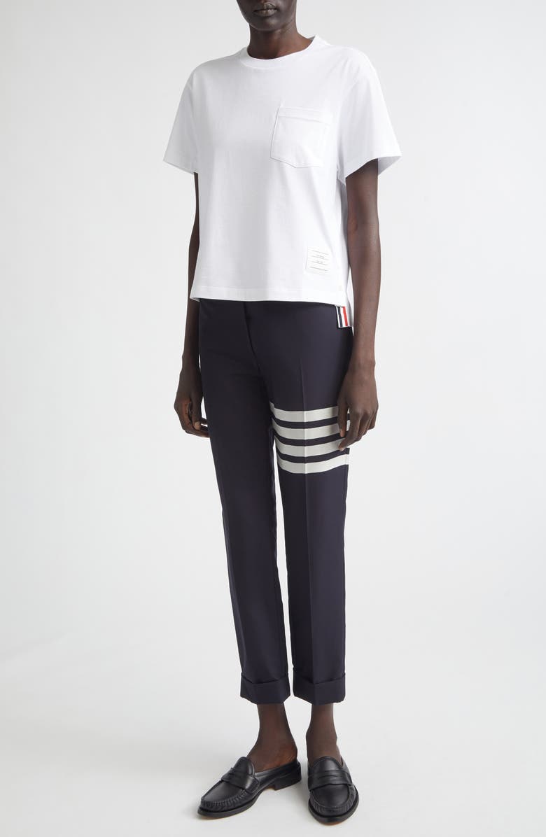 Thom Browne Medium Weight Cotton Jersey Boxy Pocket Tee, Alternate, color, White