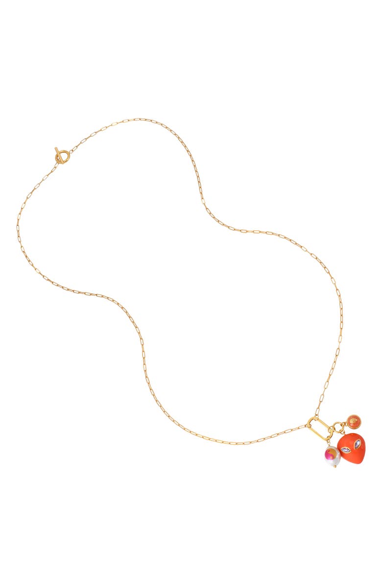 Kurt Geiger London Alien Head Pendant Chain Necklace, Main, color, 