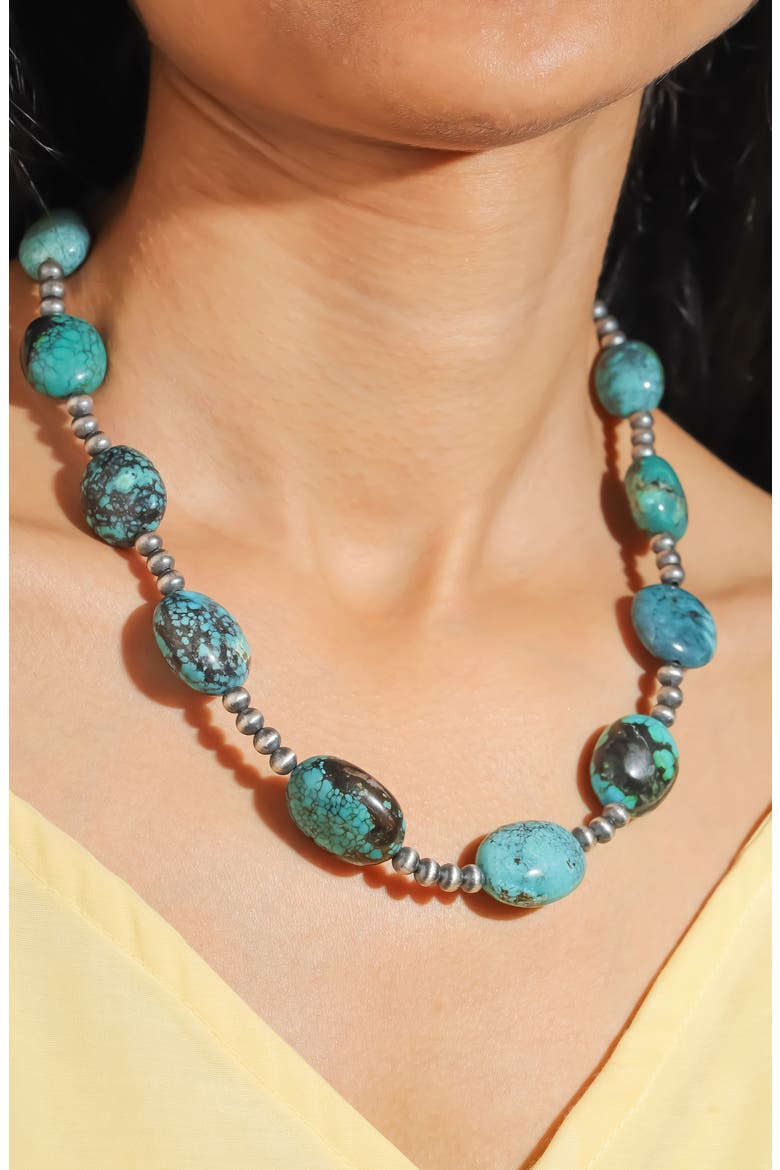 Turquoise Silver Plated Necklace, Alternate, color, BLUE