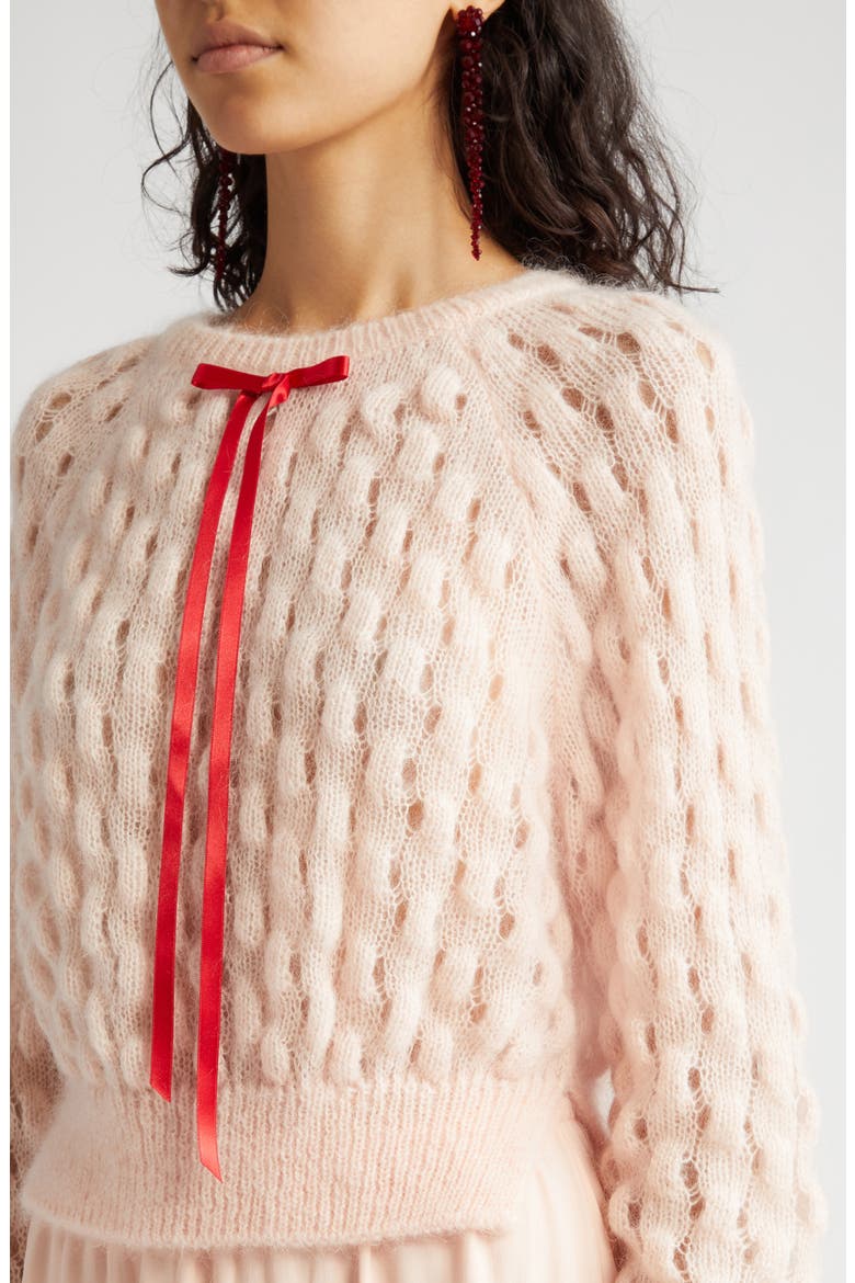 Bubble Knit Mohair Blend Sweater, Alternate, color, PEACH/ RED