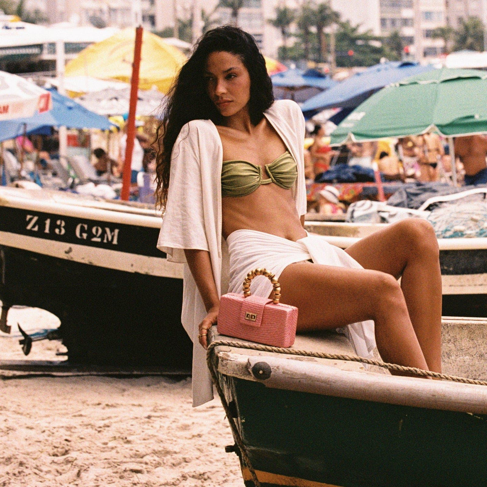 THE SERENA Woven Straw Clutch Bag, Alternate, color, Light Pink