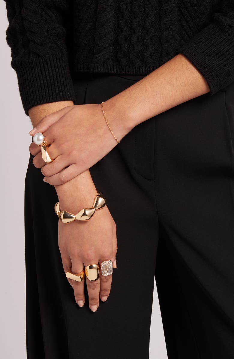 Open Edit Crystal Pavè Emerald Cocktail Ring, Alternate, color, 