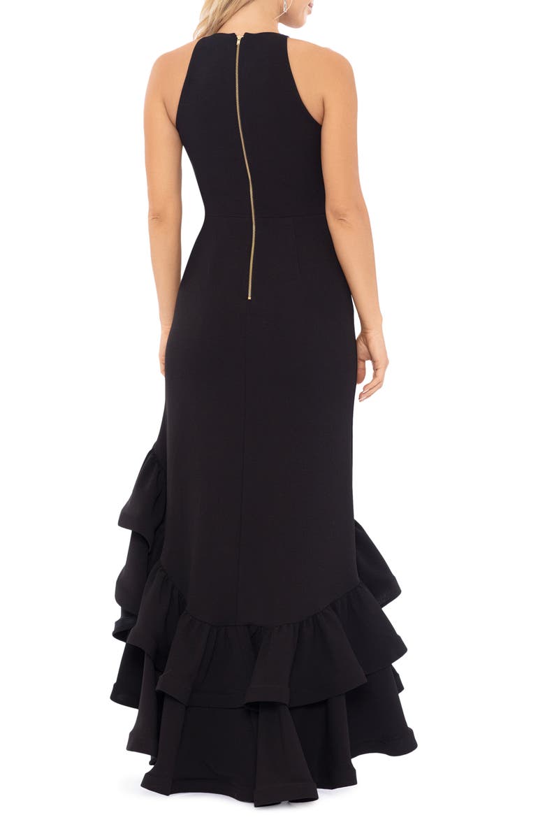 Ruffle Halter Crepe Gown