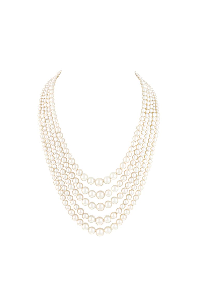 Vintage 5 Strand Faux Pearl Necklace, As seen on Catherine, Princess of Wales, Main, color, 5 Strand