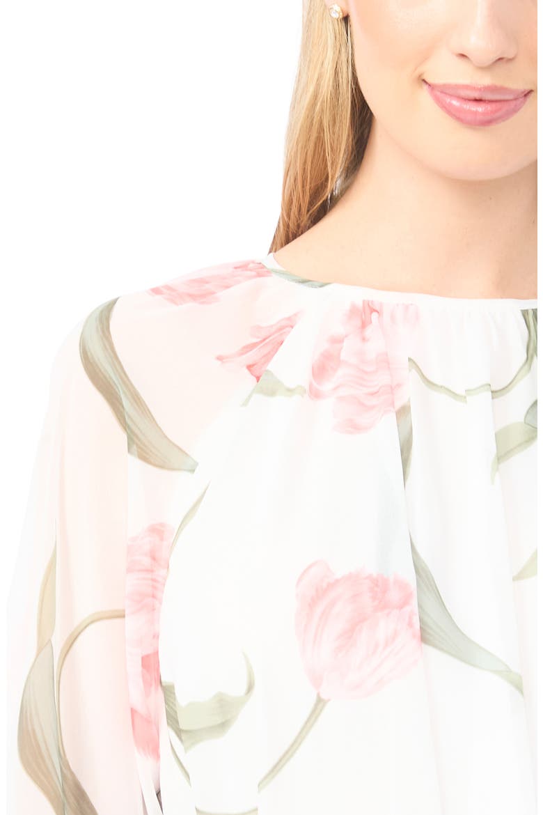 Efia Floral Print Long Sleeve Minidress, Alternate, color, ROSY TOUCH