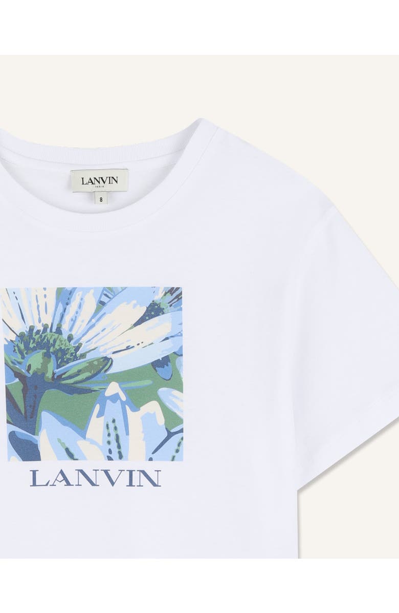 Lanvin Kids Daisy Print Cotton T-Shirt, Alternate, color, Optic White
