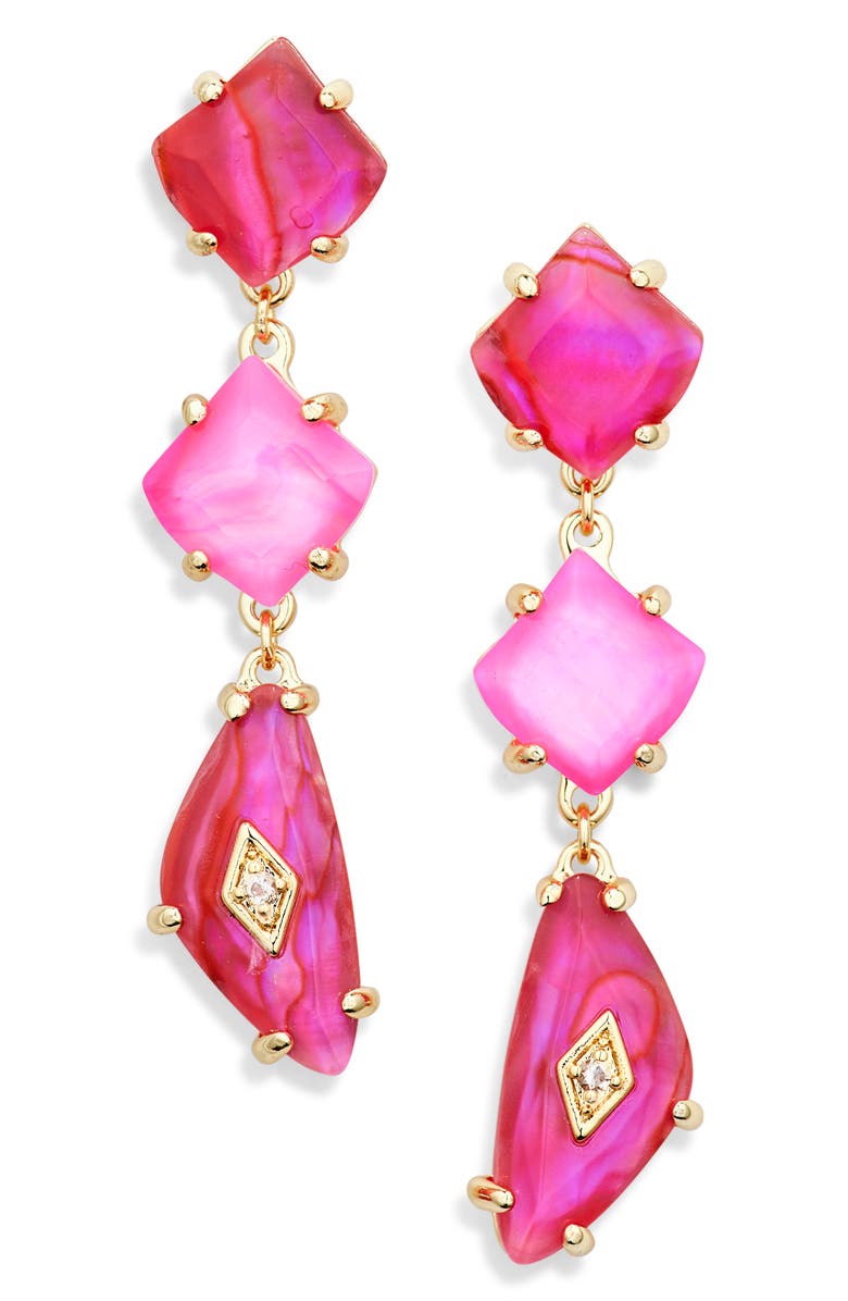 Kendra Scott Biana Linear Drop Earrings, Main, color, Gold Pink Mix