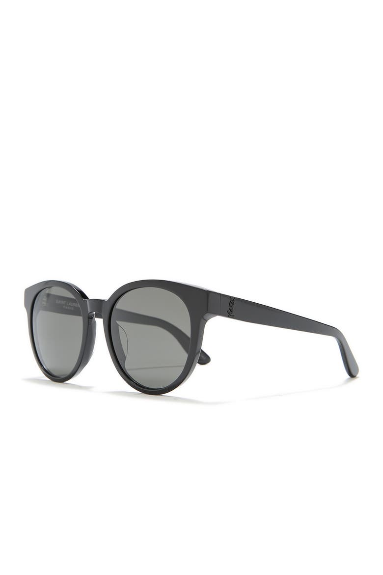 Round 56mm Sunglasses, Alternate, color, SHINY BLACK
