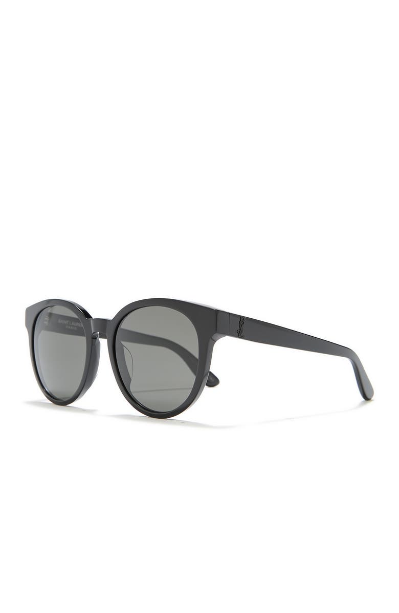 Saint Laurent Round 56mm Sunglasses, Alternate, color, Shiny Black