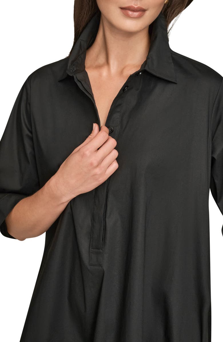 Donna Karan New York Elbow Sleeve Collar Dress, Alternate, color, Black