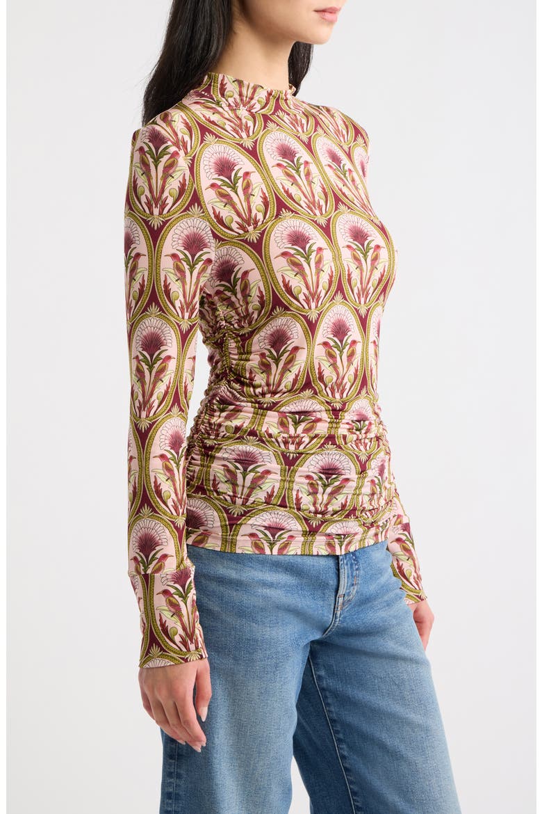 Garden Medal Mock Neck Top, Alternate, color, PINK MULTICOLOR