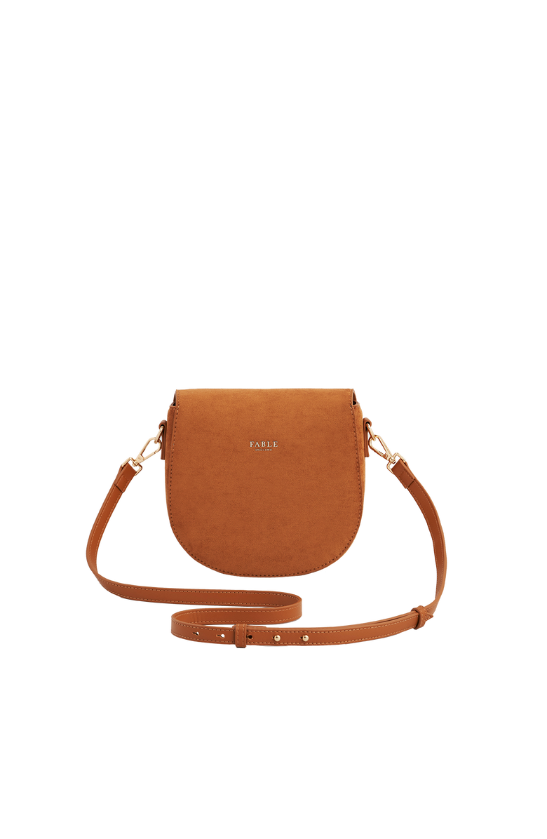 Fable England Floral Faux Suede Embroidered Saddle Purse, Alternate, color, Light/Pastel Brown