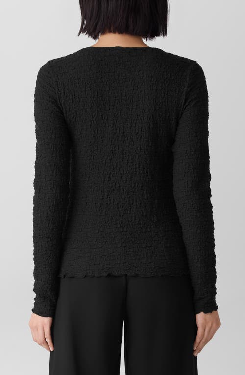 Eileen Fisher Long Sleeve Organic Cotton Crewneck Top In Black