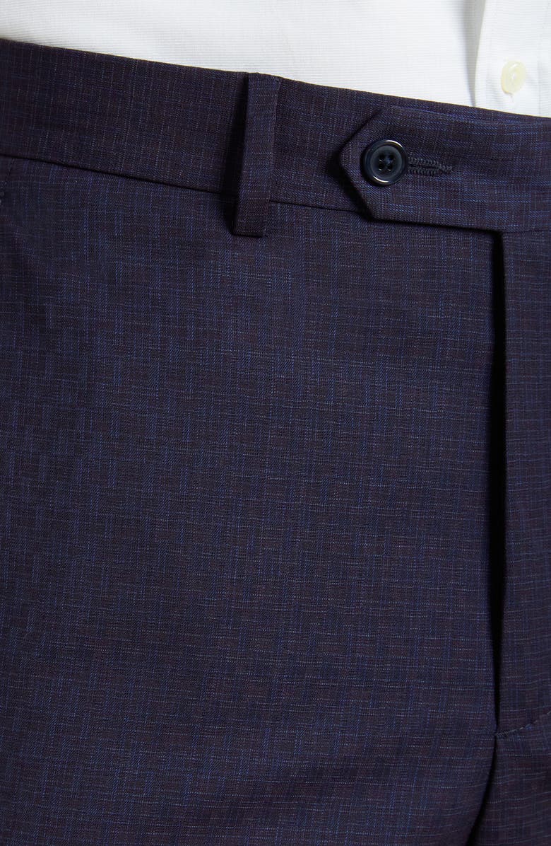 Santorelli Flat Front Stretch Wool Dress Pants, Alternate, color, Midnight