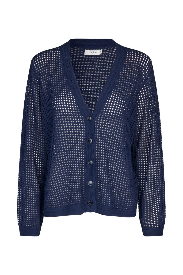 MaLarkena Open Knit Cardigan, Alternate, color, Navy Blazer