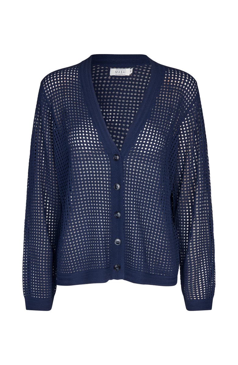 Masai Copenhagen MaLarkena Open Knit Cardigan, Alternate, color, Navy Blazer