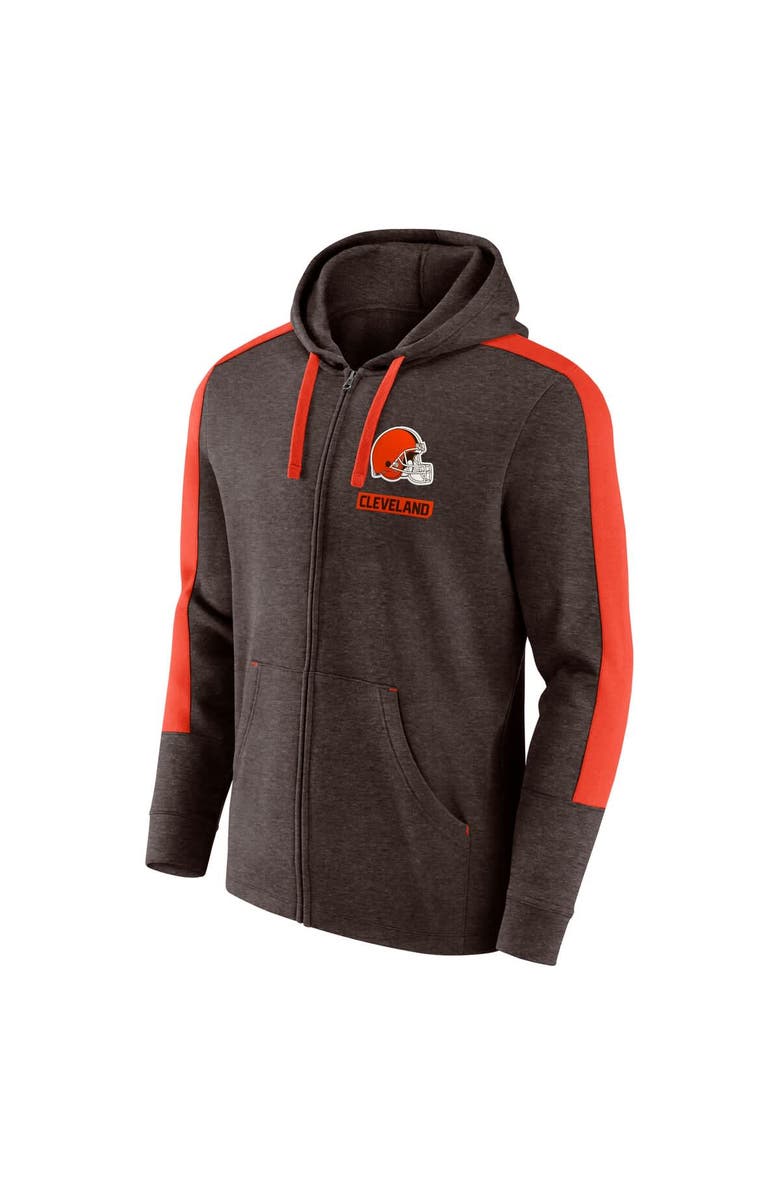 FANATICS Men's Fanatics Heather Brown Cleveland Browns Gains Full-Zip Hoodie, Alternate, color, Brown