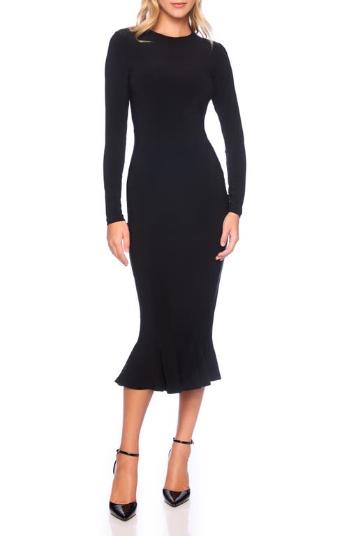 Susana Monaco Long Sleeve Matte Jersey Midi Dress in Black 