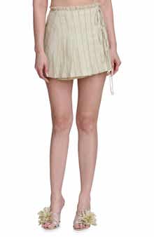 Pleated Wrap Skirt with Ties