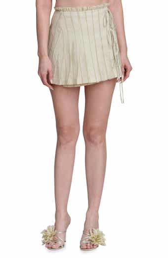Pleated Wrap Skirt with Ties