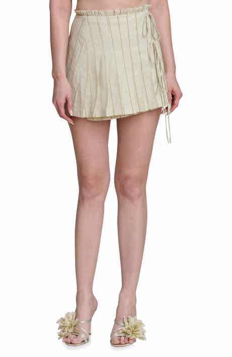 Pleated Wrap Skirt with Ties