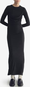 MANGO Drape Combined Long Sleeve Maxi Dress