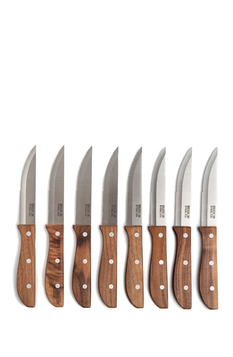 Brooklyn Steel Co. Walnut Jumbo Steak Knives - Set of 8, Main, color, Brown