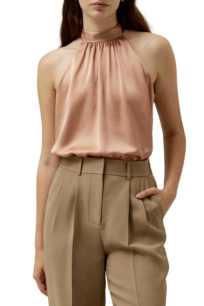 Women's Graceful Breeze Silk Halter Top, Main, color, Quartz Rose