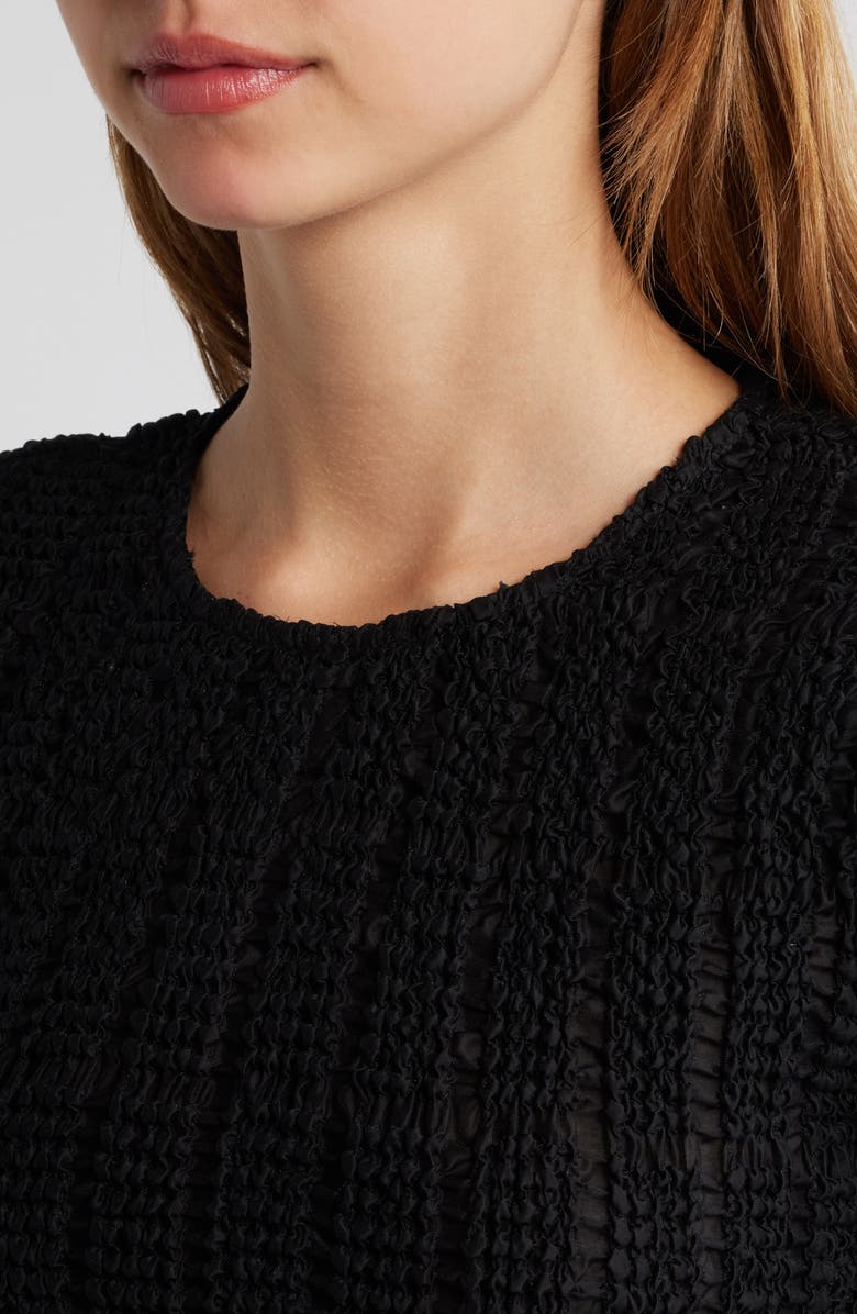 CIEBON Janet Texture Puff Sleeve Crop Top, Alternate, color, Black