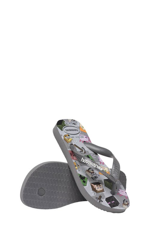 Havaianas Kids' Minecraft Flip Flop In Steel Grey