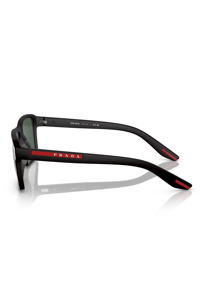 58mm Rectangular Sunglasses, Alternate, color, BLACK GREEN