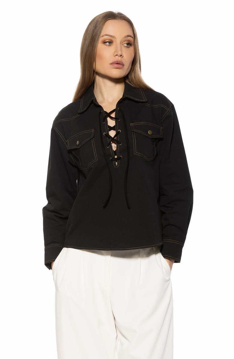 Alexia Admor Thalina Lace-Up Western Shirt, Alternate, color, 