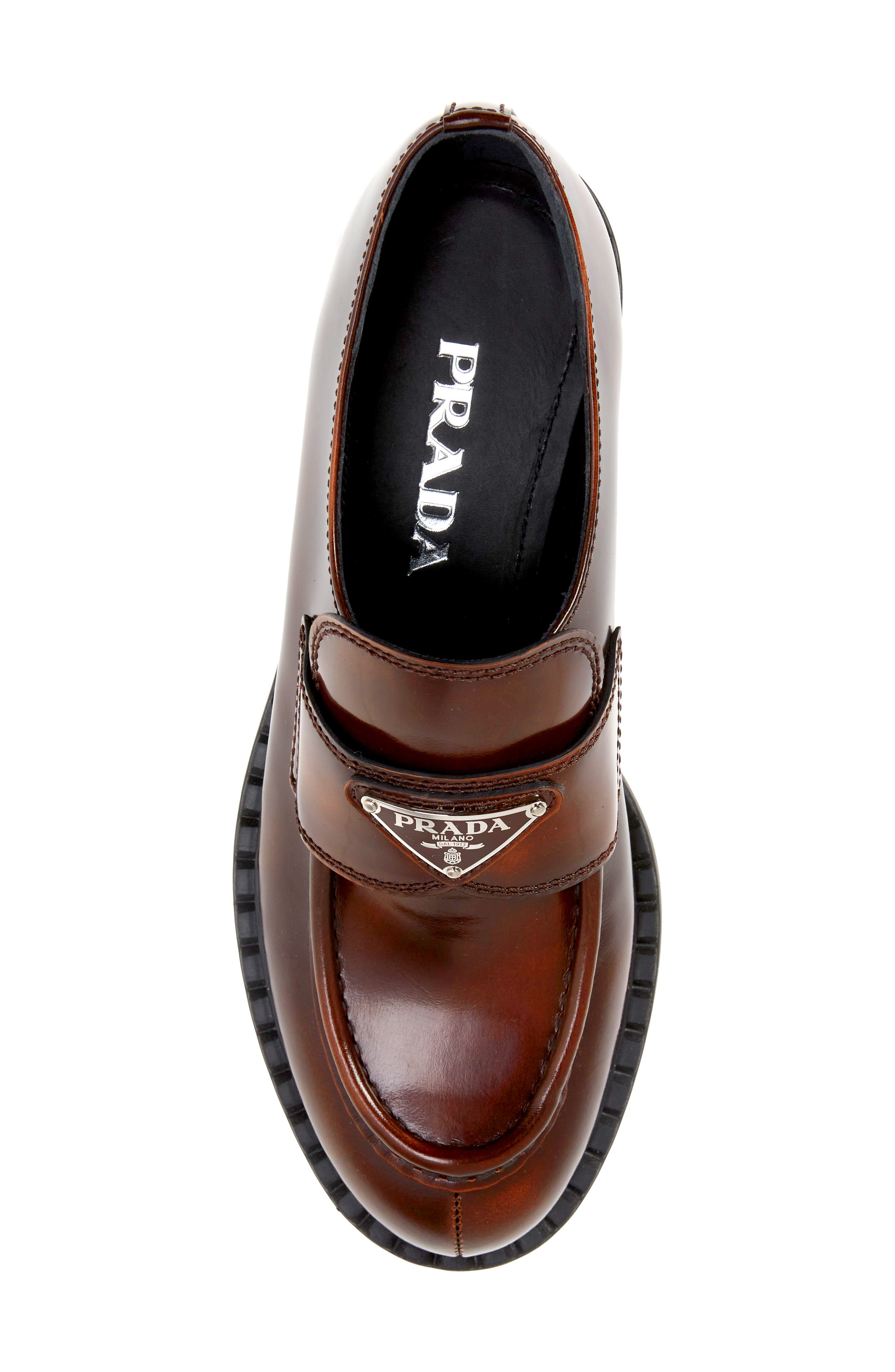 Prada Triangle Logo Loafer, Alternate, color, 