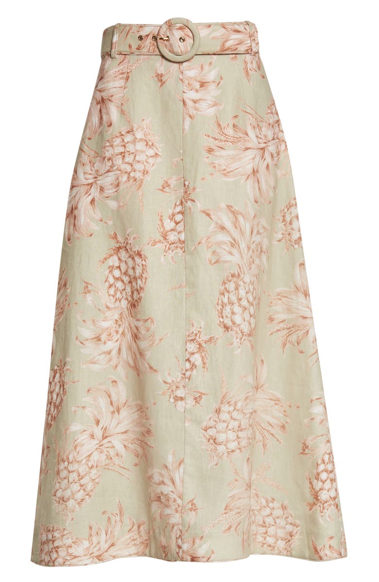 Zimmermann Pineapple Print Linen Skirt, Alternate, color, 