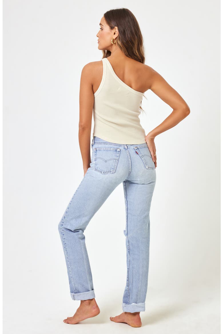Kylie One-Shoulder Cover-Up Tank, Alternate, color, BONE