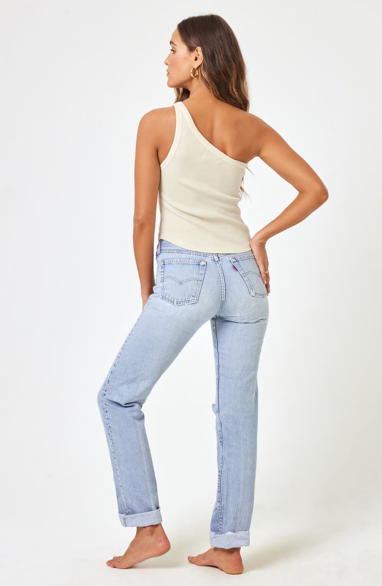 LSPACE Kylie One-Shoulder Cover-Up Tank, Alternate, color, Bone