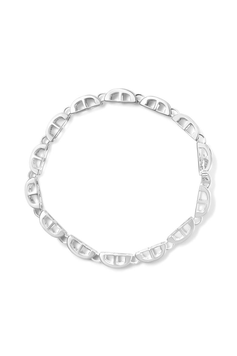 14K White Gold 3.0 Cttw Princess Diamond Link and Buckle Tennis Bracelet, Alternate, color, White