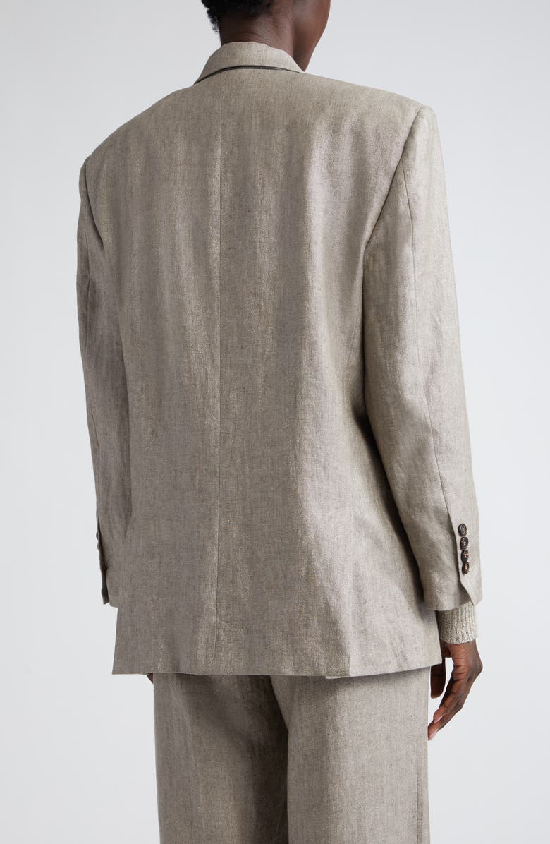 Brunello Cucinelli Metallic Linen Blend Blazer, Alternate, color, Brown Grey
