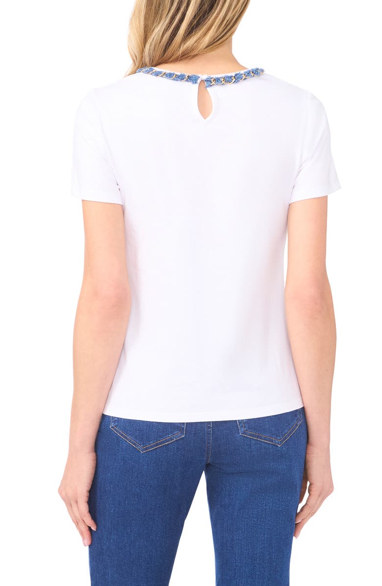 CeCe Denim Trim T-Shirt, Alternate, color, 