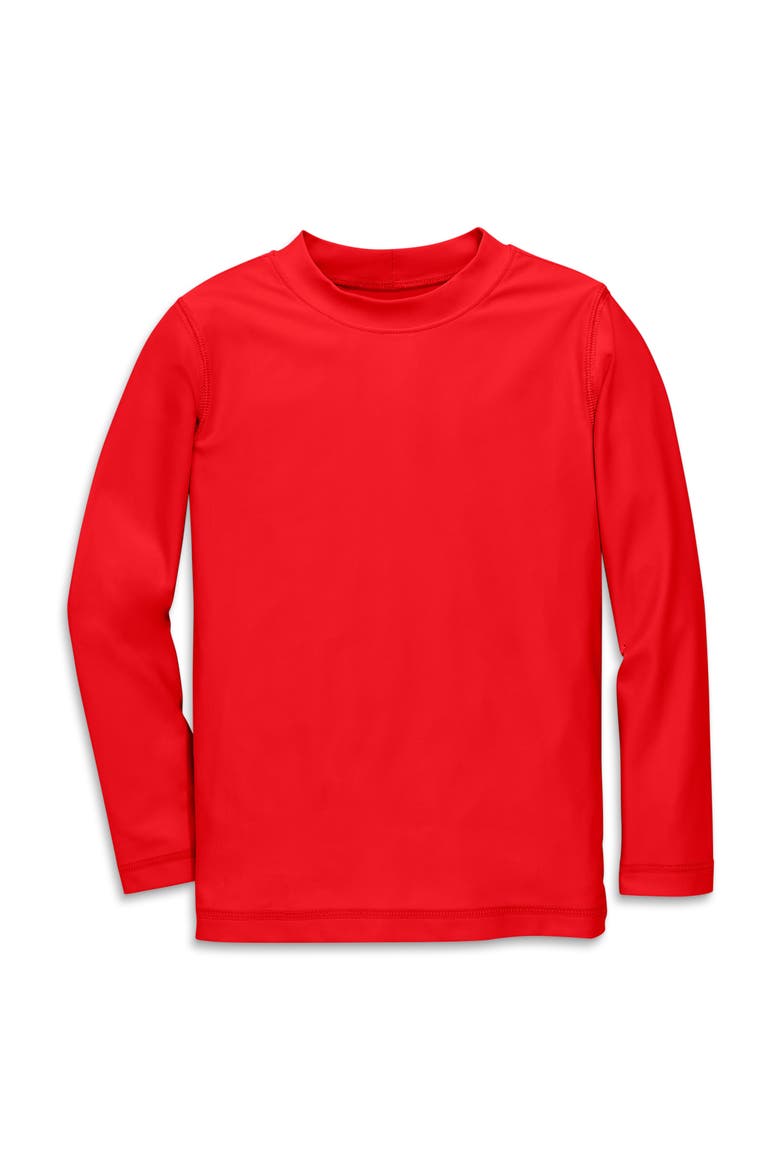 Kids Long Sleeve Rash Guard, Alternate, color, Tomato