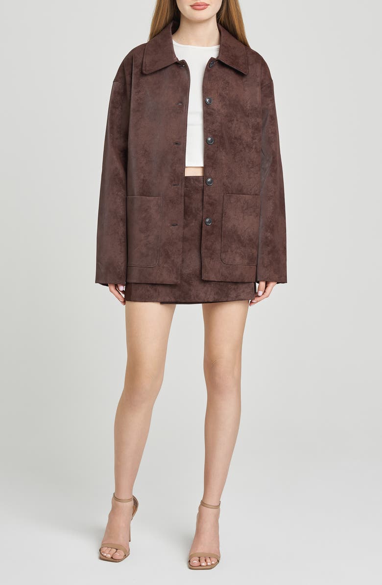 WAYF Rita Faux Suede Jacket, Main, color, Espresso