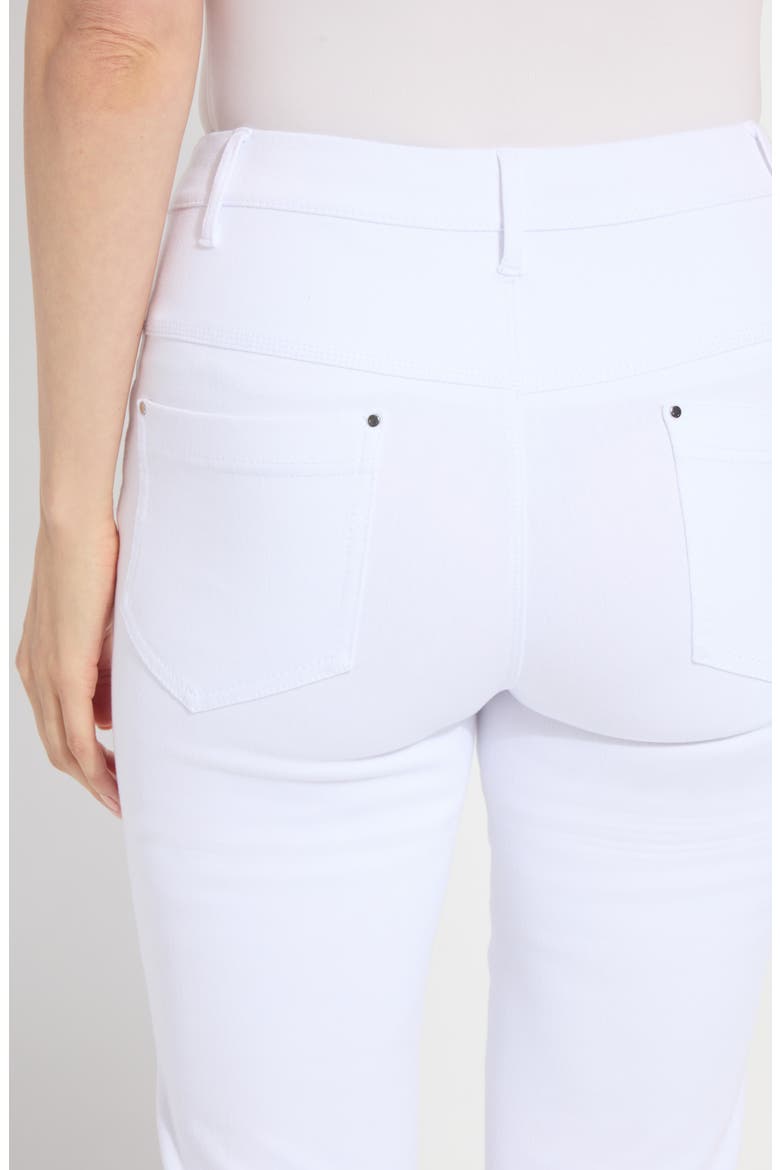 Sage Scallop Hem Pull-On Ankle Bootcut Knit Jeans, Alternate, color, WHITE