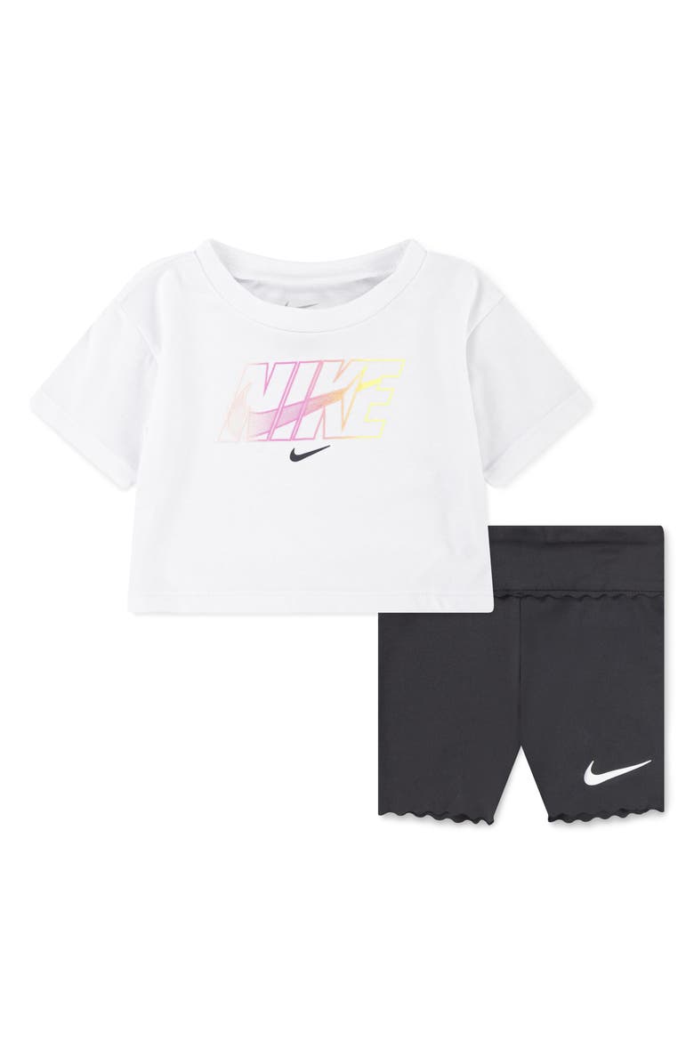 Nike Swoosh Motion Shirt & Bike Shorts Set, Main, color, 