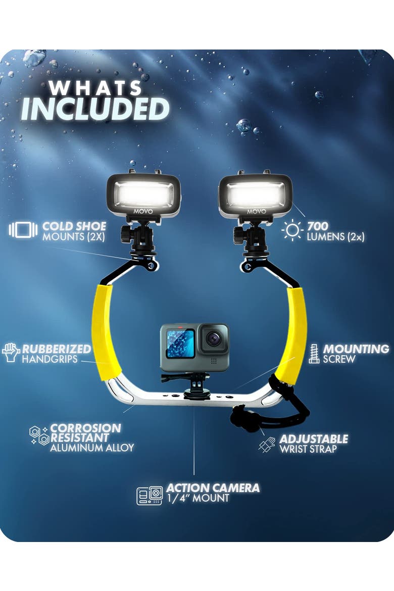 DiveRig1 XL Diving Rig Bundle with Waterproof LED Lights - Compatible with GoPro HERO Series and DJI Osmo Action Cam, Alternate, color, Black